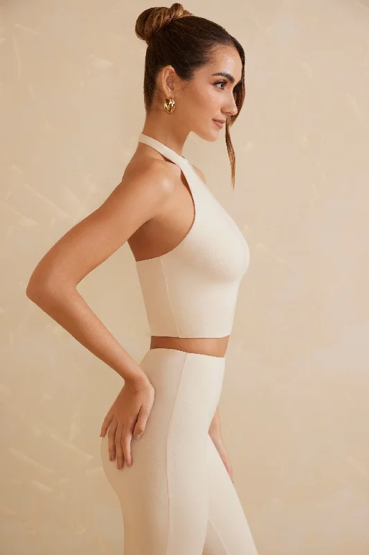 Halter Neck Crop Top in Ivory