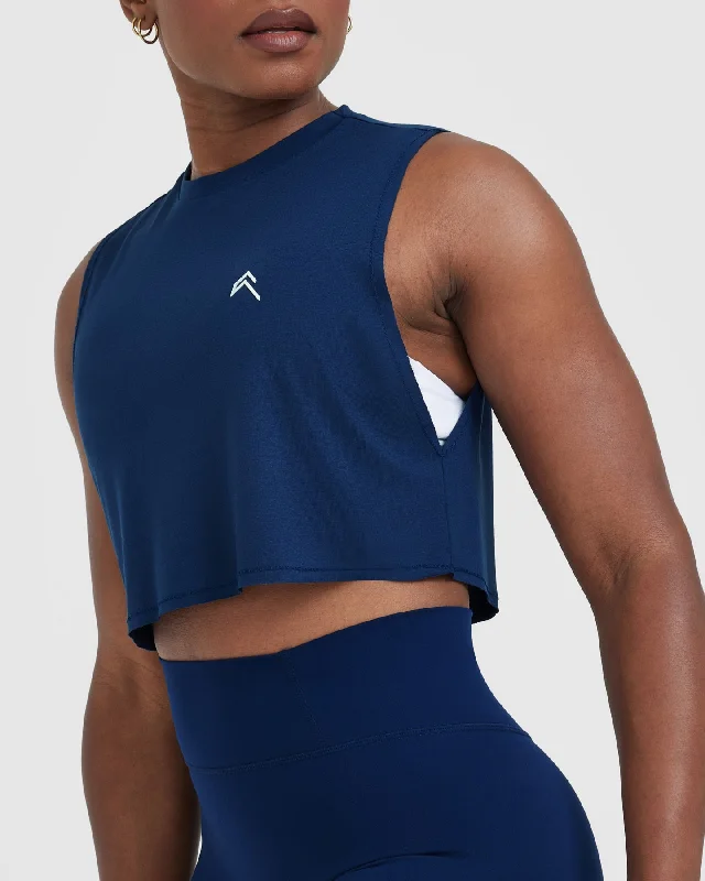 Go To Muscle Crop Vest | Midnight Blue