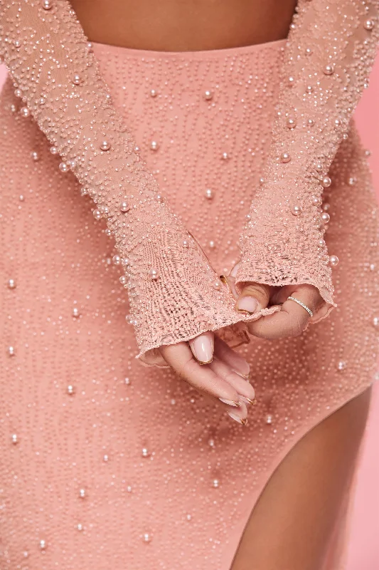 Embellished Cowl Neck Crop Top in Rose