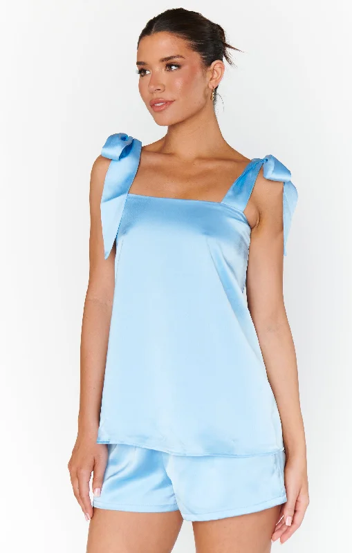 Makeup Tank ~ Baby Blue Luxe Satin