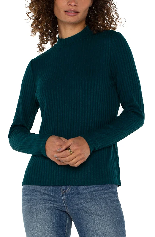 MOCK NECK LONG SLEEVE KNIT TOP