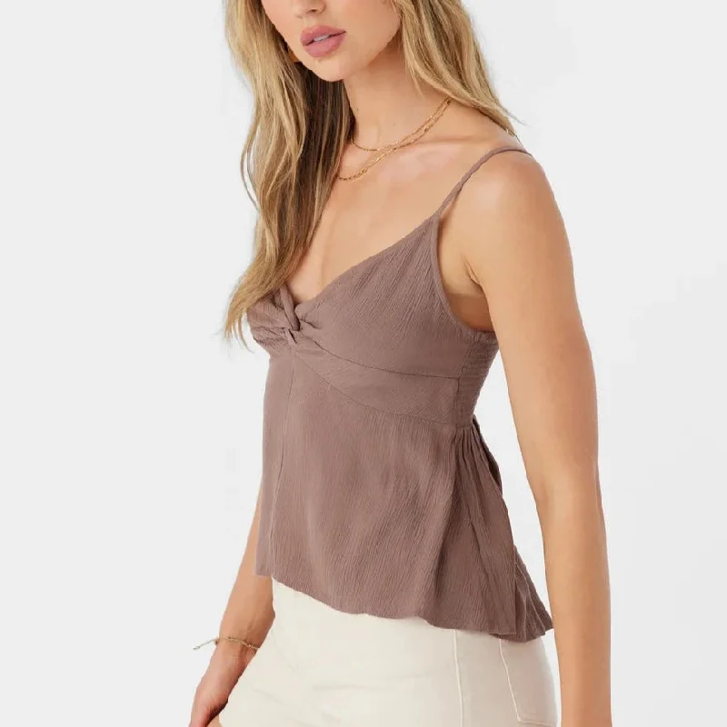 Oneill Tobi Twist Tank Top - Deep Taupe