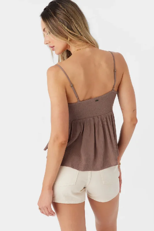 Oneill Tobi Twist Tank Top - Deep Taupe