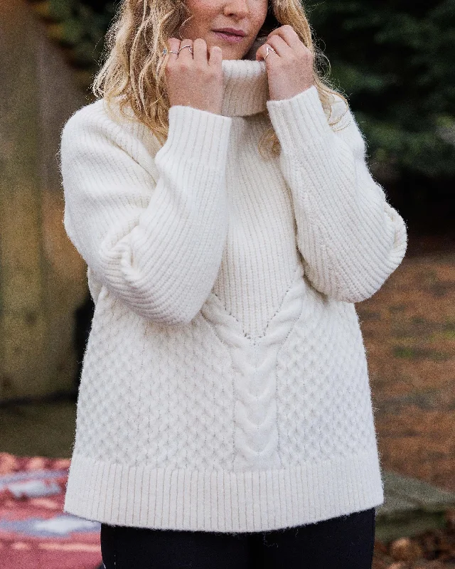 Snuggle Recycled Knitted Polo Neck - Off White