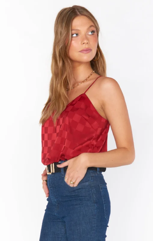 Spotlight Tank ~ Red Checkerboard Satin