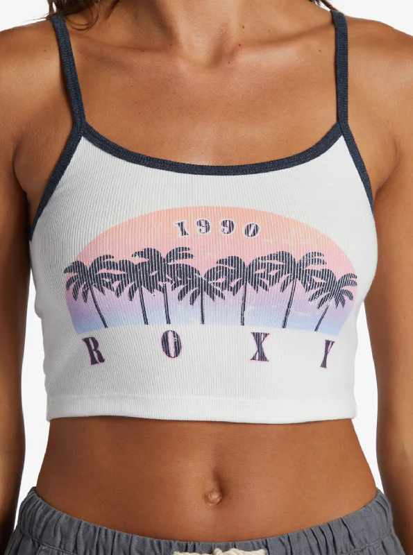 Sunset Palms Crop Tank - Snow White