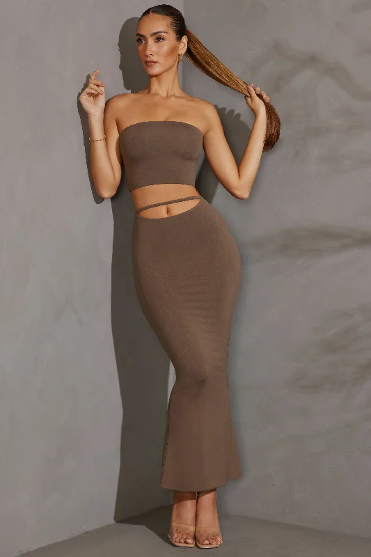 Bandeau Crop Top in Taupe