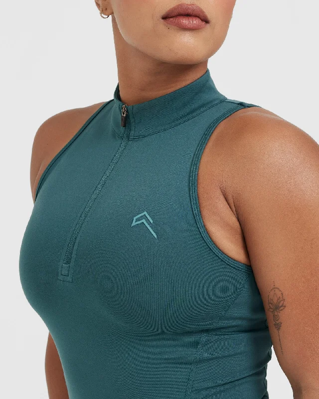 Timeless Half Zip Tank | Marine Teal