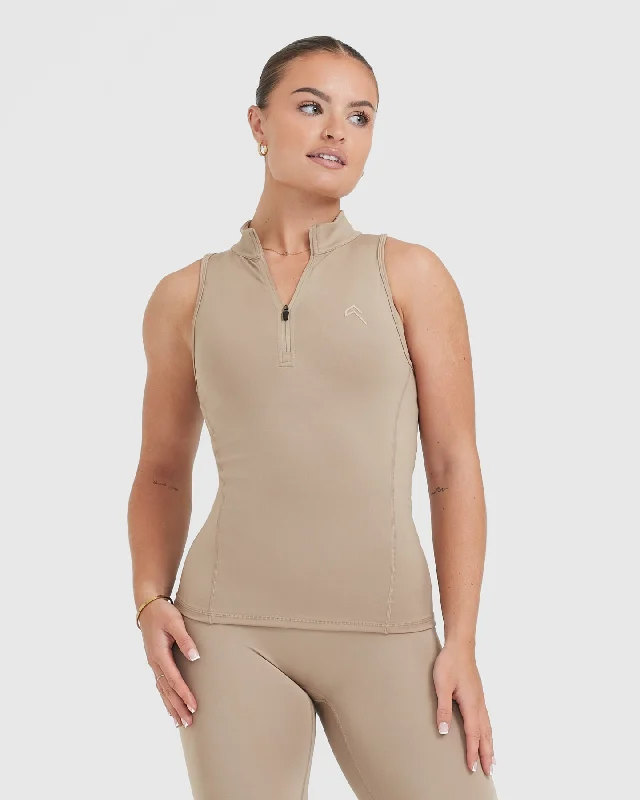 Timeless Half Zip Tank | Sandstone