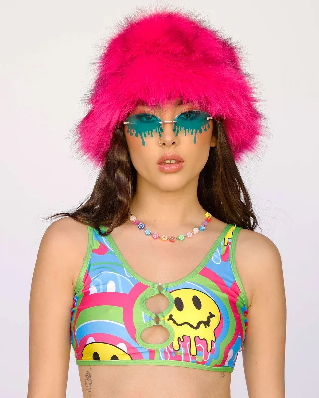 Trippy Time Acid Smiley Bra Top