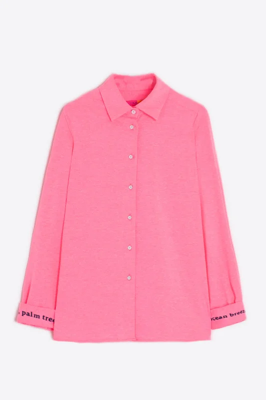 Vilagallo Embroidered Neon Pink Knit Top